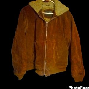 Vintage Men's Bloomingdale's Suede fur lined Jacket with Hood size 42